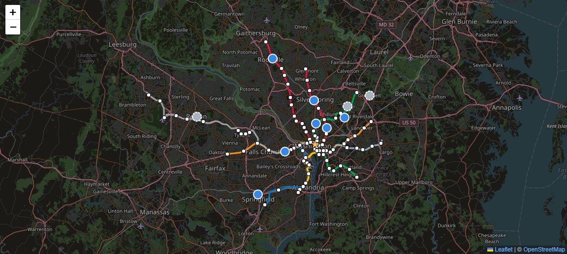 Home Buying Dashboard map of DC-area neighborhoods