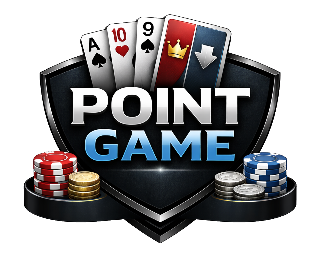 Point Game logo — a shield with playing cards and poker chips