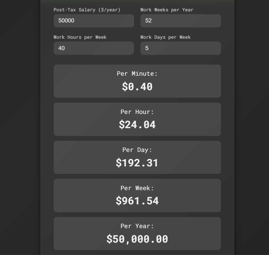 Salary Calculator Screenshot